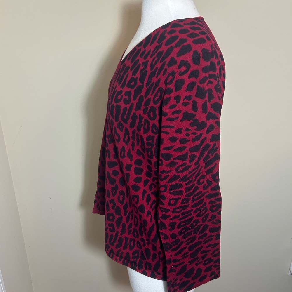 INC International Concepts Red Leopard Print Sweater V-neck Women’s Plus Size 1X - Picture 4 of 5